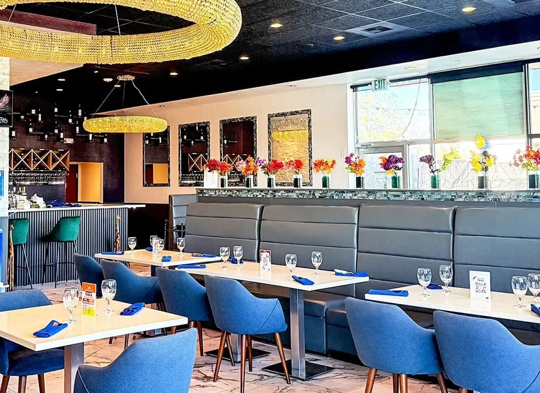 Modern restaurant furniture and fixtures setup for Tabla Franchise